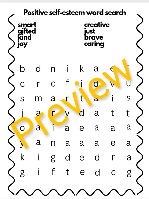 Self-esteem Word Search