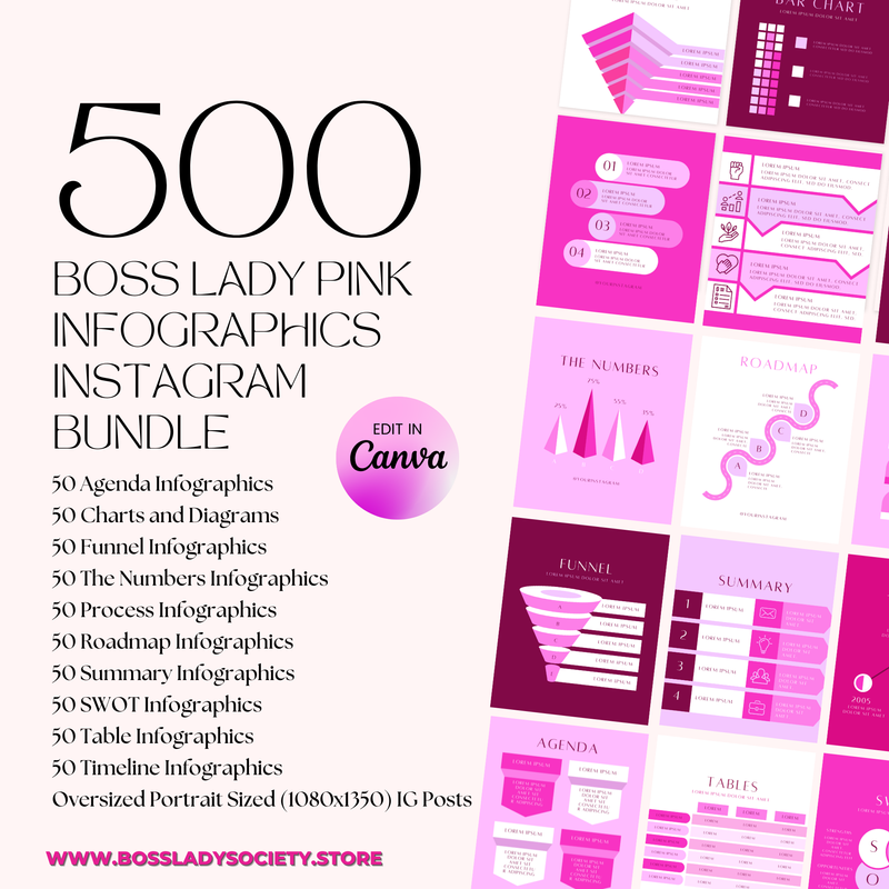 500 Pink Infographics Canva Instagram