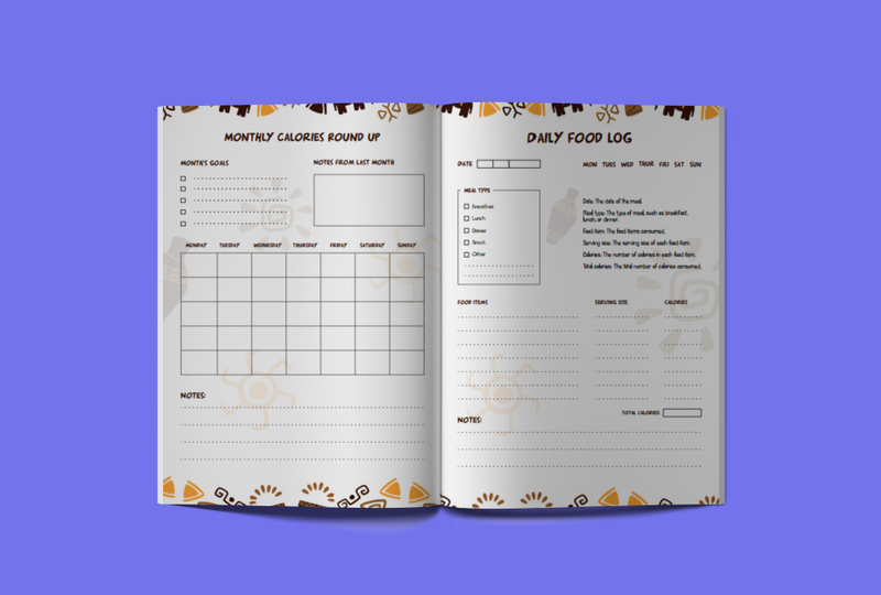 200 Pages Food Logbook with Source Files