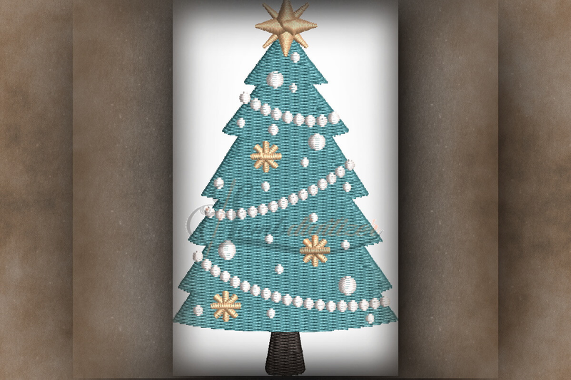 Christmas tree embroidery design in dst