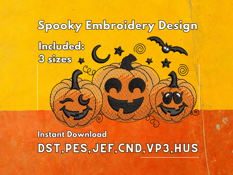 Halloween pumpkins embroidery design