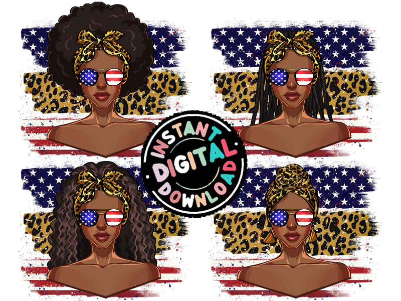 Black Women Independence America Flag