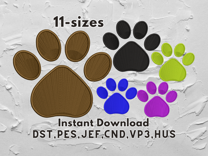 Cool Paw Print embroidery Design 11 size