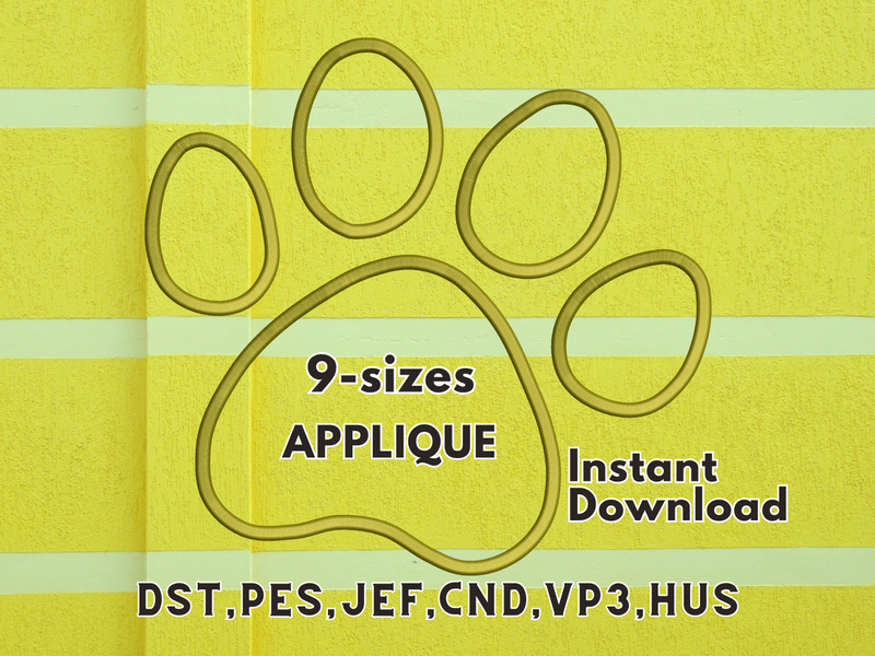 Cute Paw Print Applique embroidery