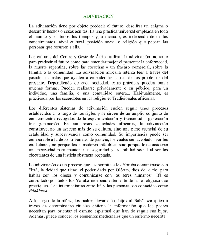 CURSO DE ADIVINACIÓN DE IFA