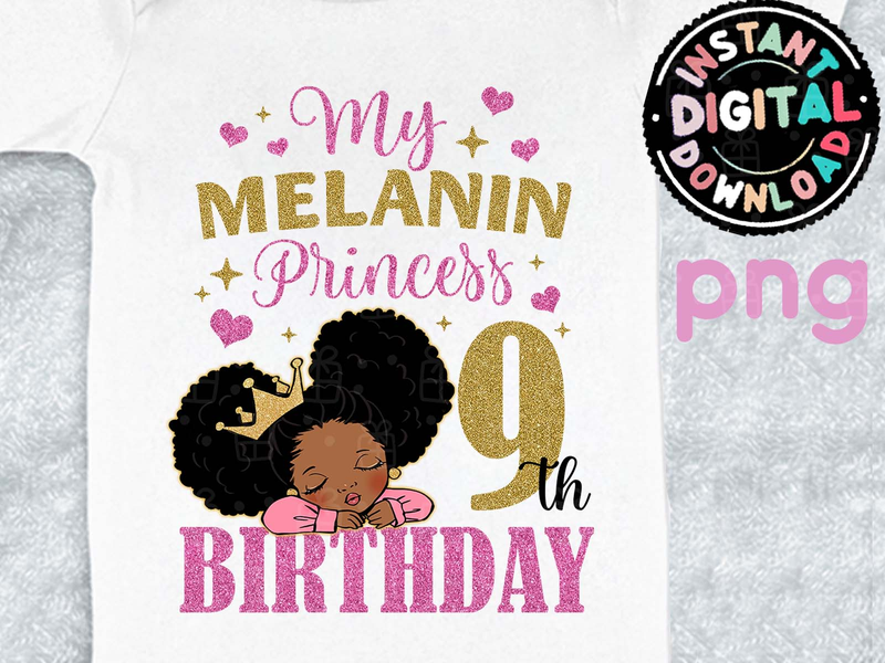 Melanin Princess 9th Birthday Digital