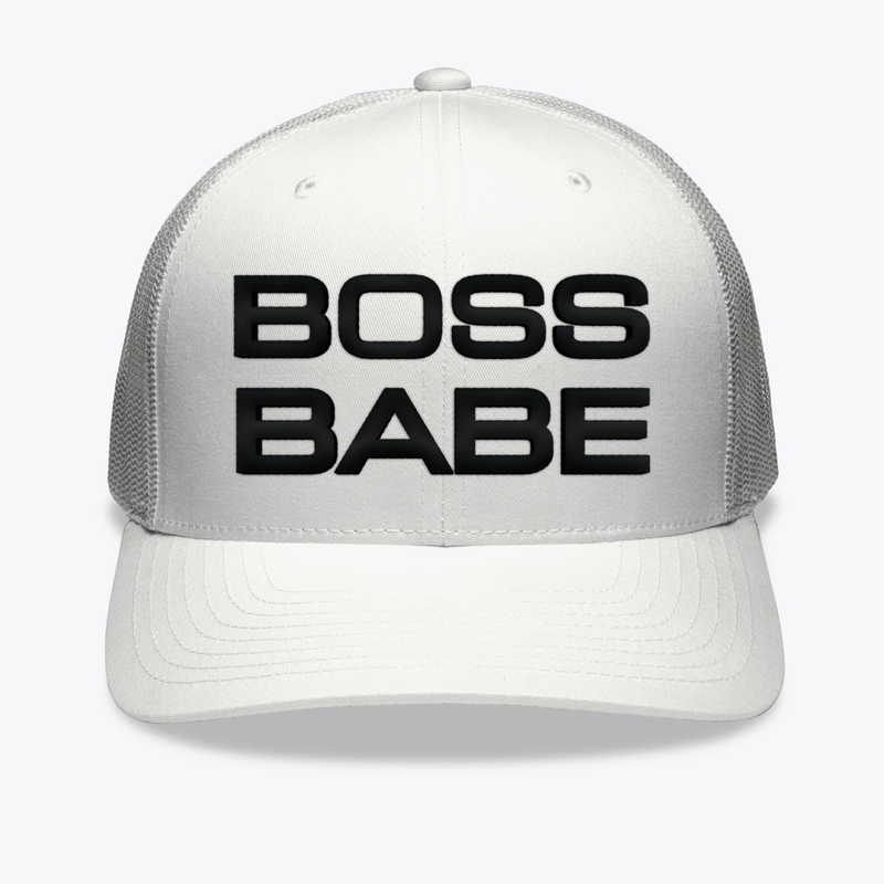 WHITE TRUCKER HAT CAP BOSS BABE