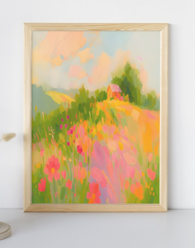 Spring Cottage Floral Landscape Wall Art