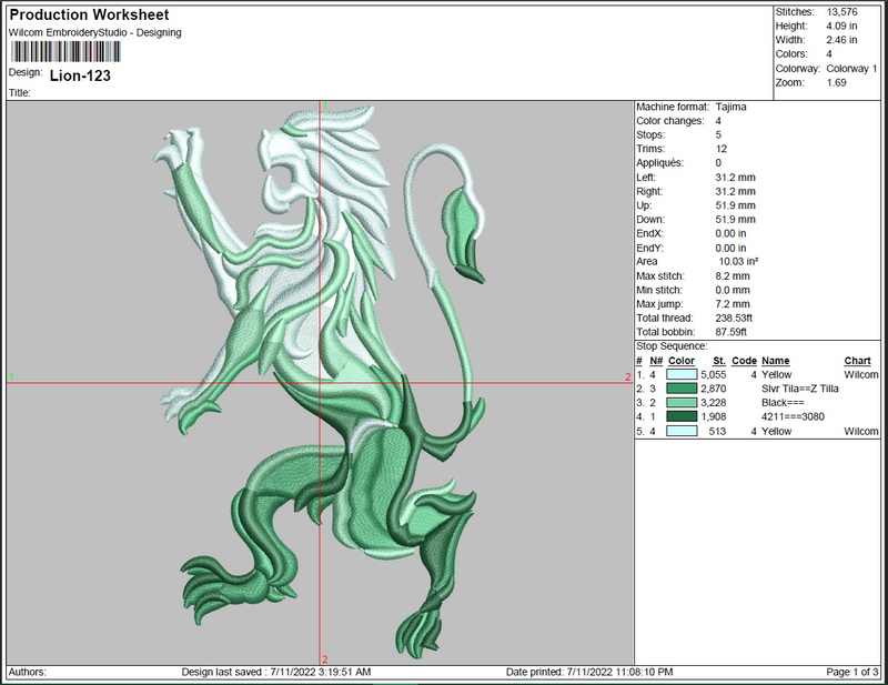G-Lion embroidery design digitizing dst