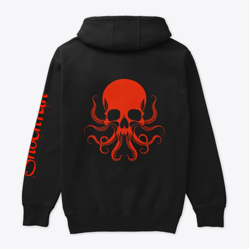 Red Octopus Skull Logo Pullover Hoodie