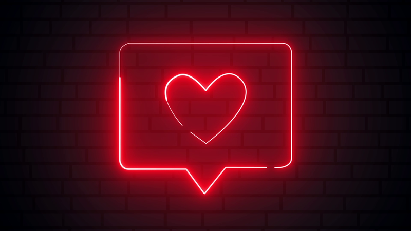 Neon Heart Notification sign Animation