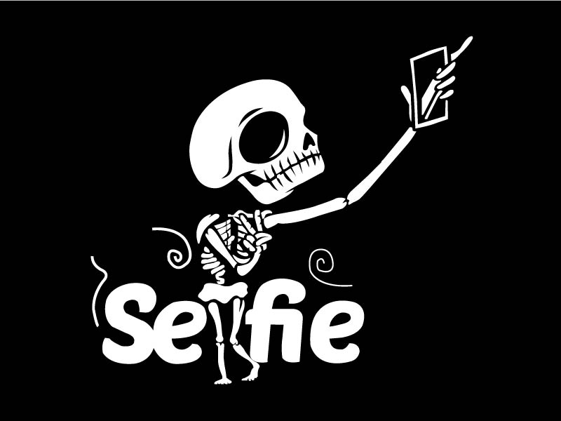 skeleton selfie vector design