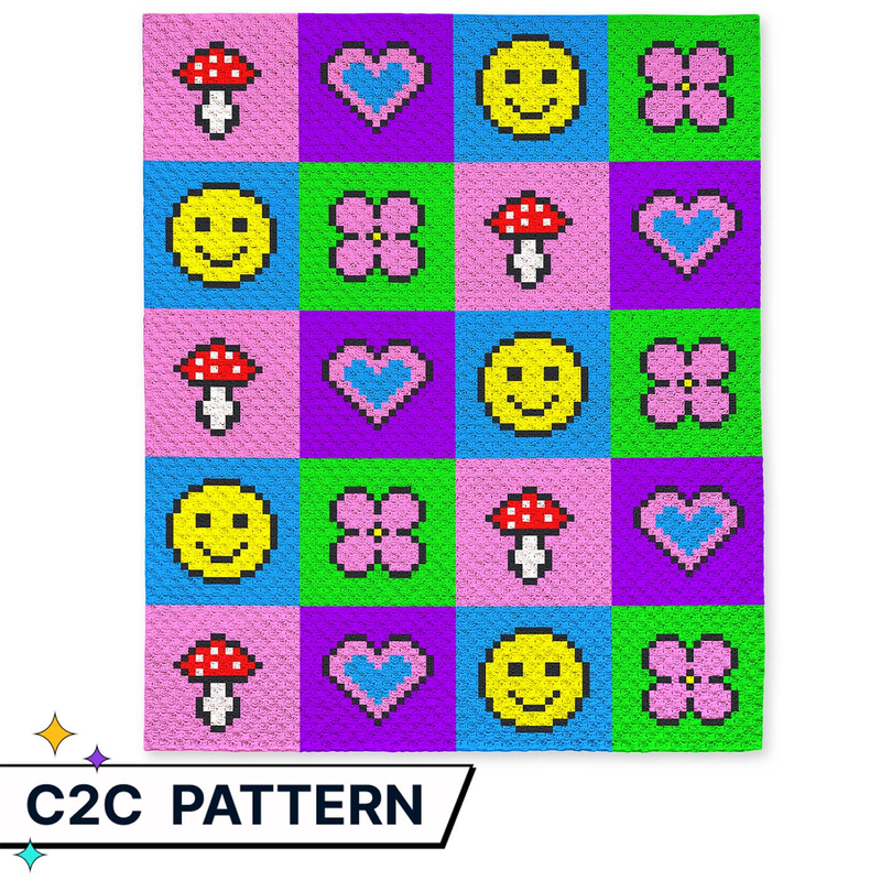 Fun Emoji C2C Blanket Pattern