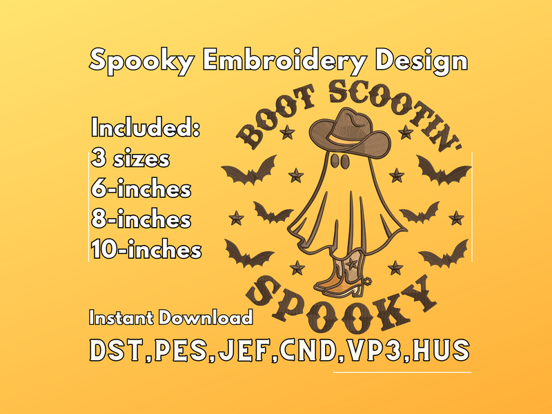 Boot Scootin Spooky Applique embroidery