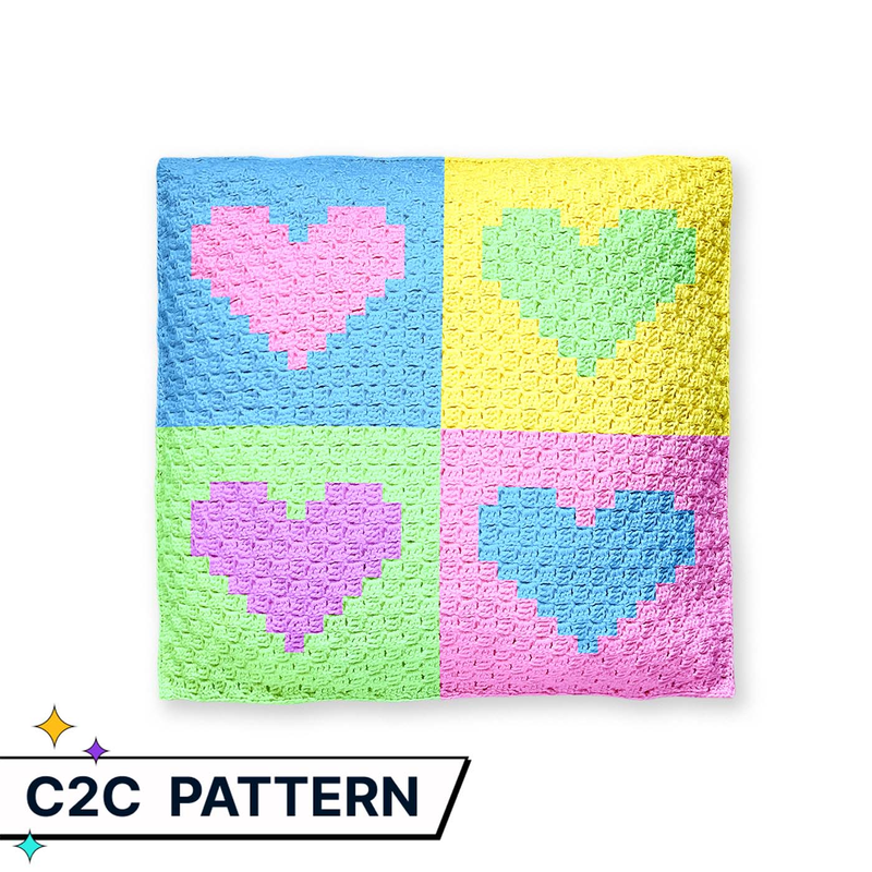 Checker with hearts C2C Pillow pattern