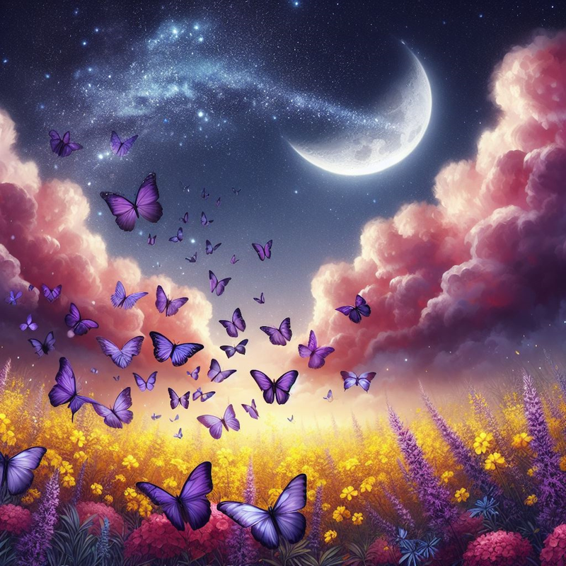 Purple Butterfly Moon Tumbler wrap