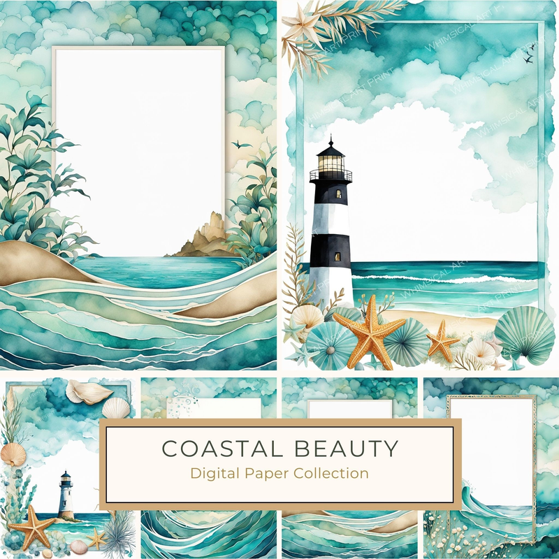 Coastal Watercolor Digital Paper