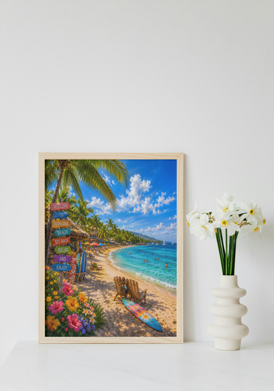 Tropical Paradise Beach Island Wall Art