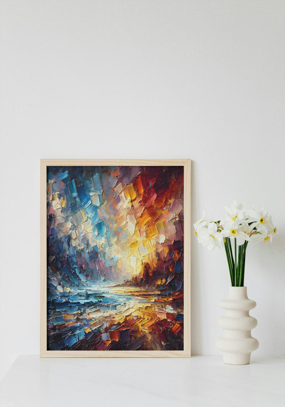 Abstract Impasto Sunset Wall Art Print