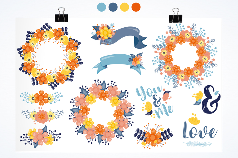 Coral floral clip art, png, svg