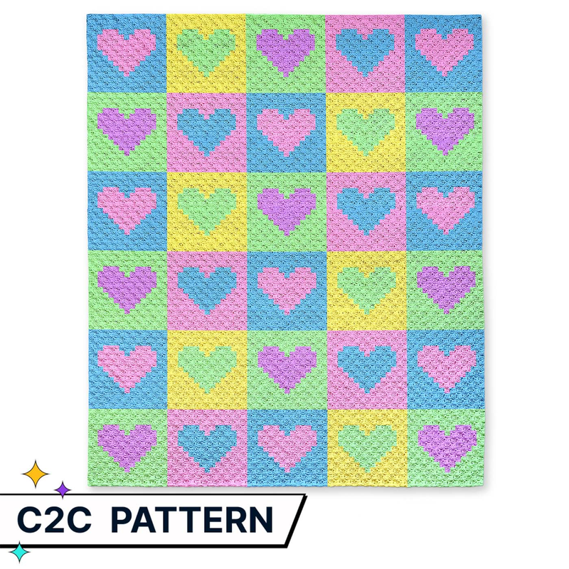 Checker with hearts C2C Blanket pattern