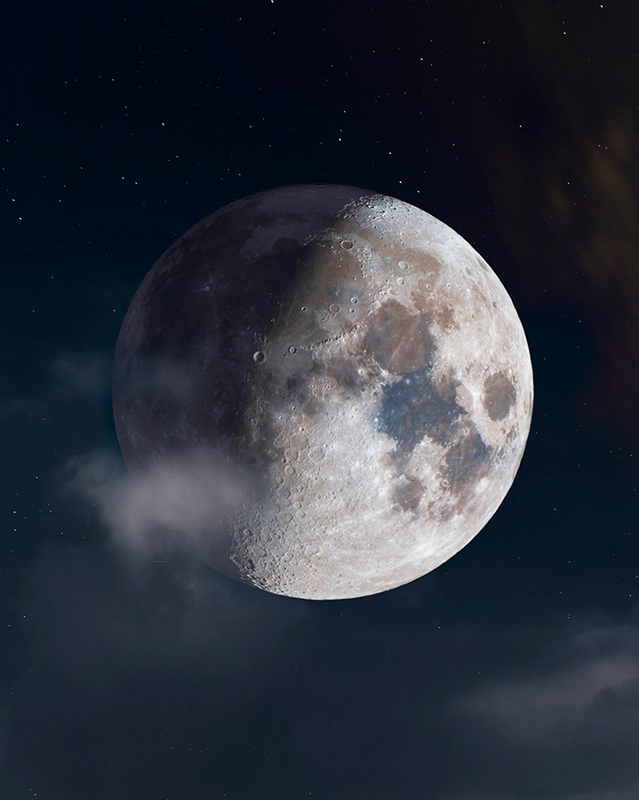3d mineral moon with cloud