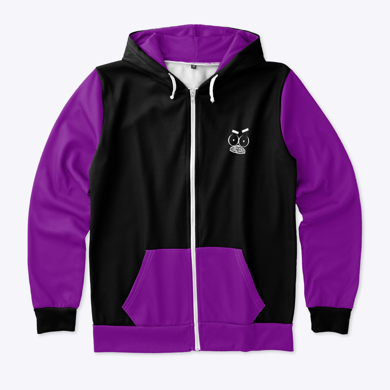 PURPLE AND BLACK ZIP HOODIE