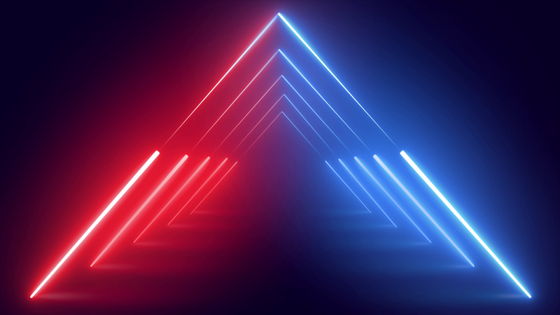 Red and Blue Triangle Neon Lines
