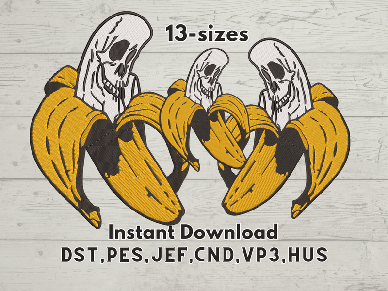 Scary Banana embroidery design Spooky