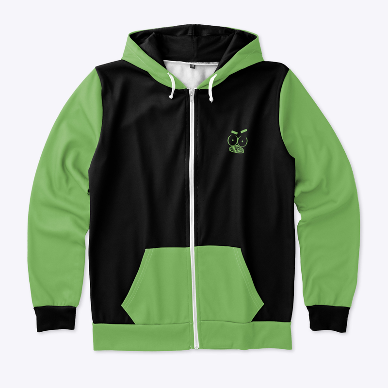 GREEN AND BLACK ZIP HOODIE