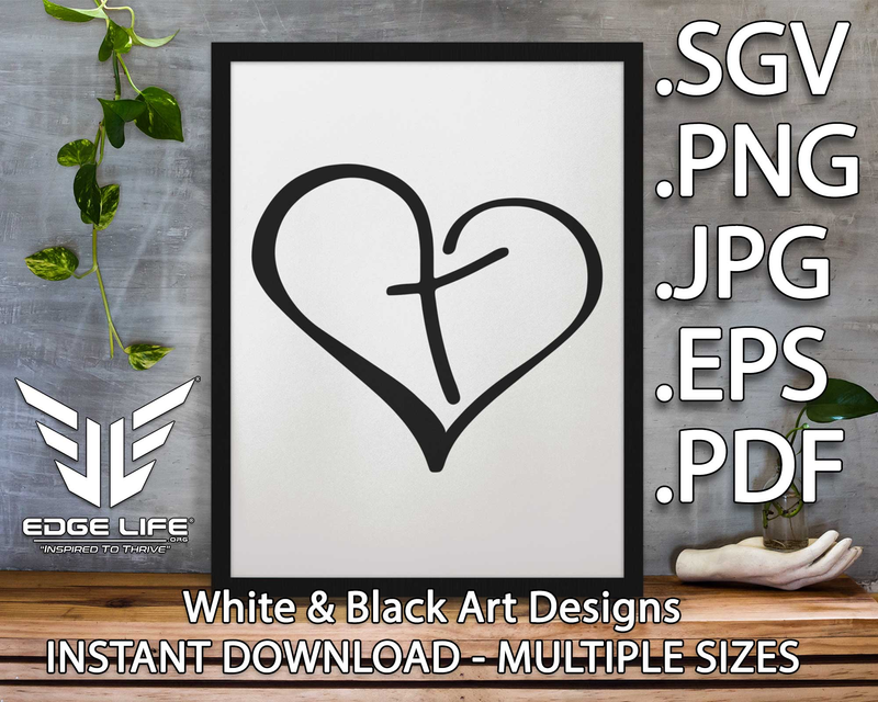 Christian "Love Heart Cross" Digital Art