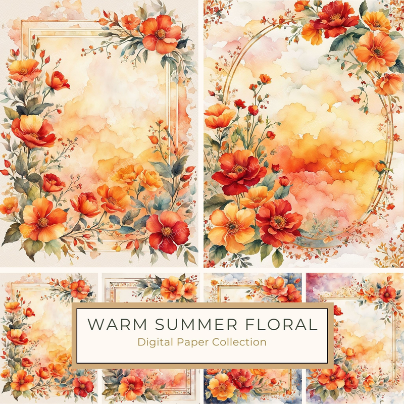 Watercolor Fall Floral Frame