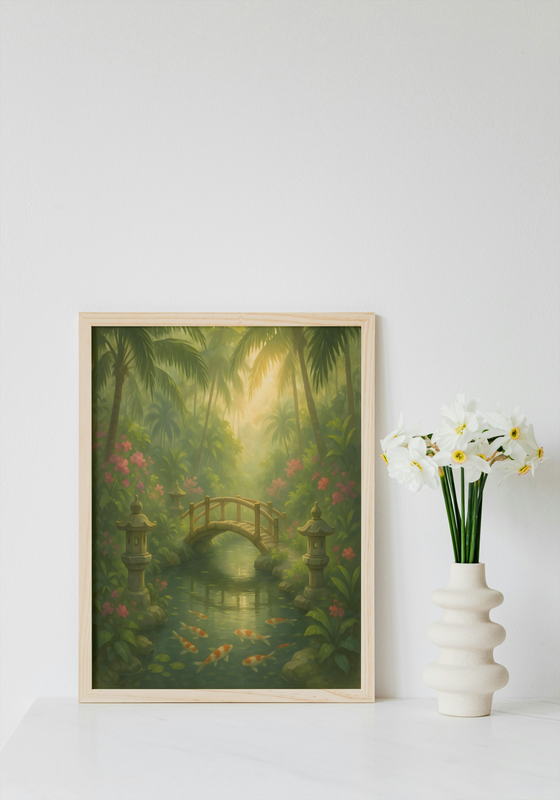 Tropical Zen Garden Koi Pond Wall Art