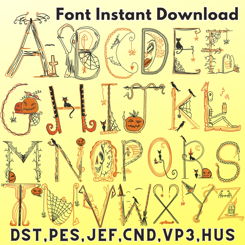 Spooky Halloween font Embroidery Design