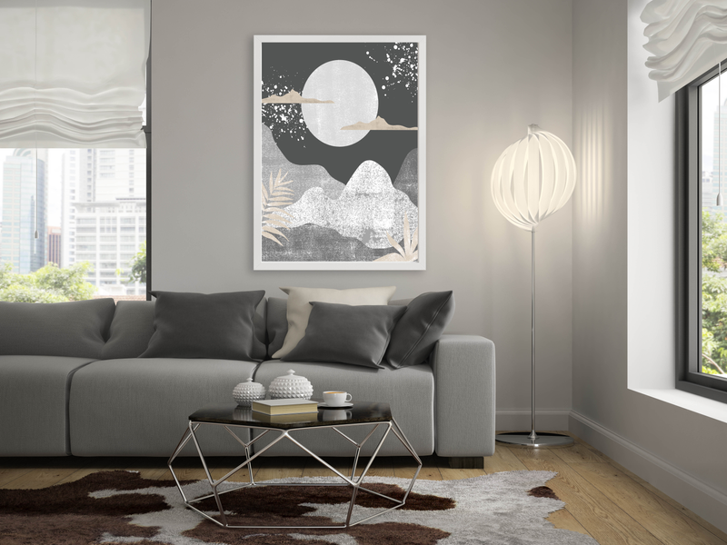 Mountains and moon