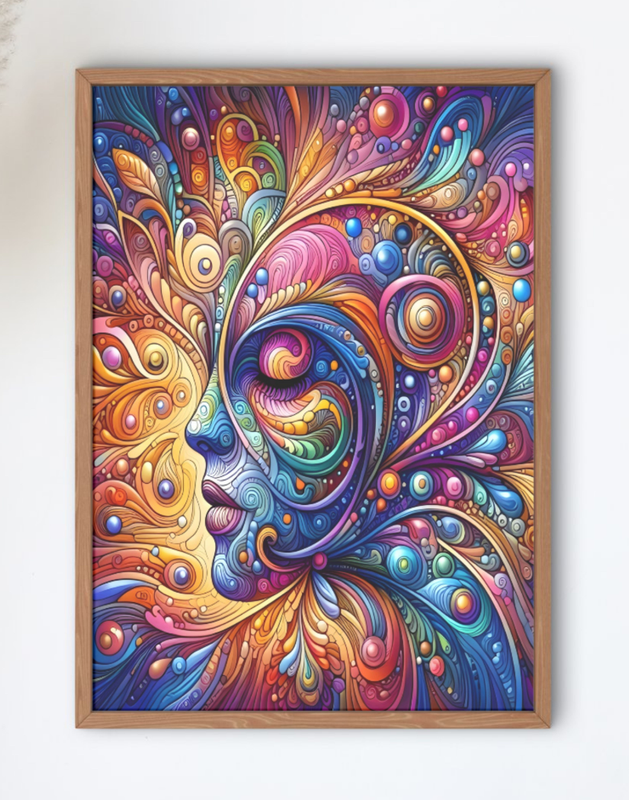 Vibrant Colorful Abstract Face Art Print
