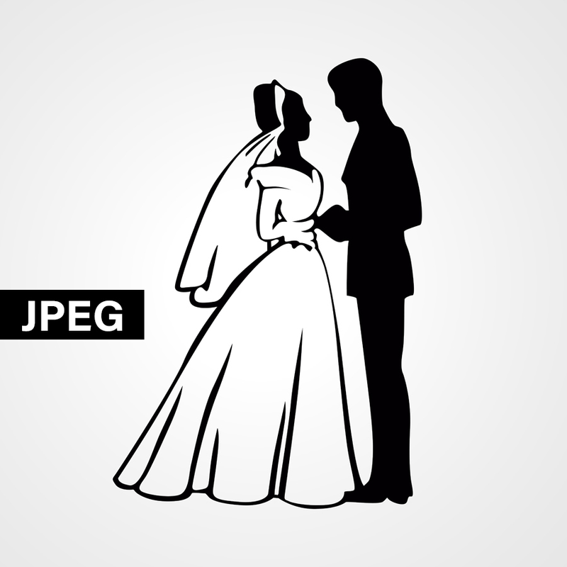 Married Couple Silhouette Design