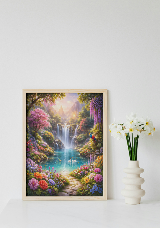 Enchanted Waterfall Garden Wall Art