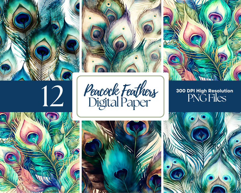 Abstract Peacock Feathers Digital Paper
