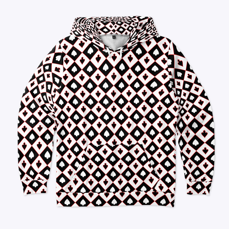 Black and White Spades All Over Hoodie