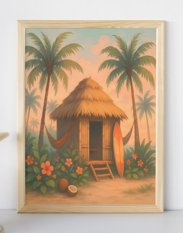 Tropical Island Beach Hut Wall Art