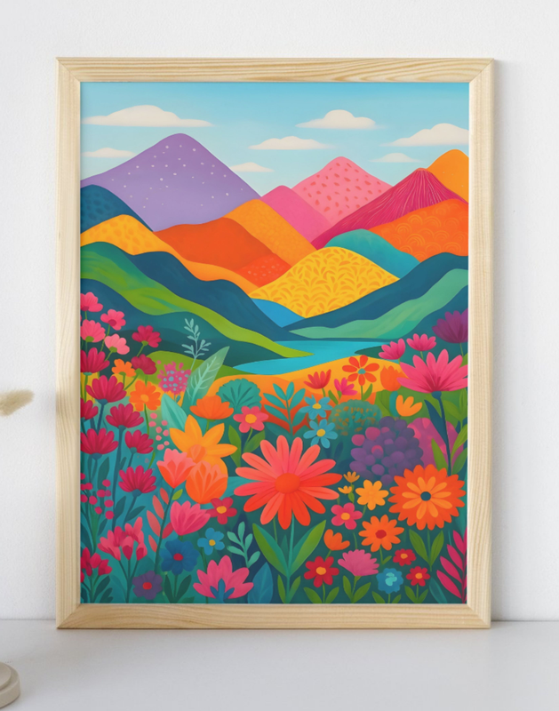 Colorful Evening Floral Meadow Art Print