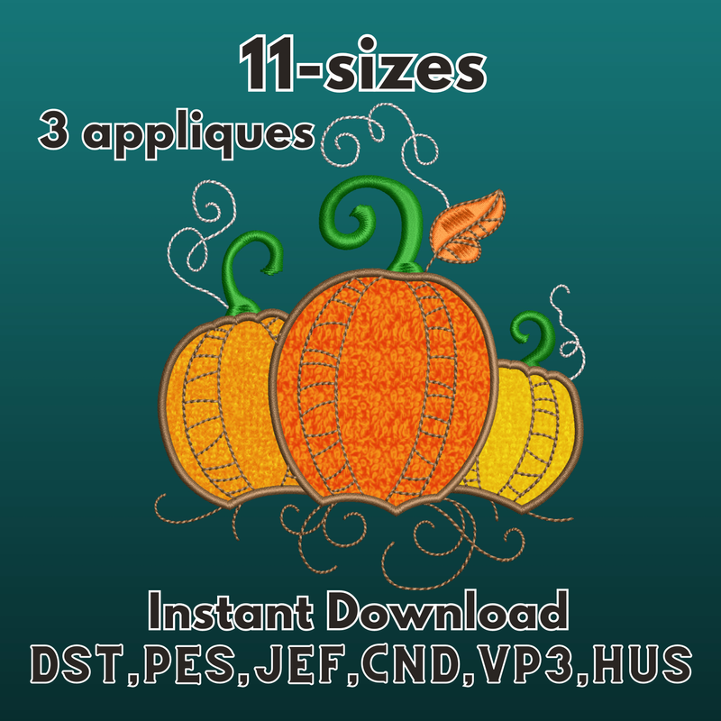 Spooky Halloween pumpkins applique Embro