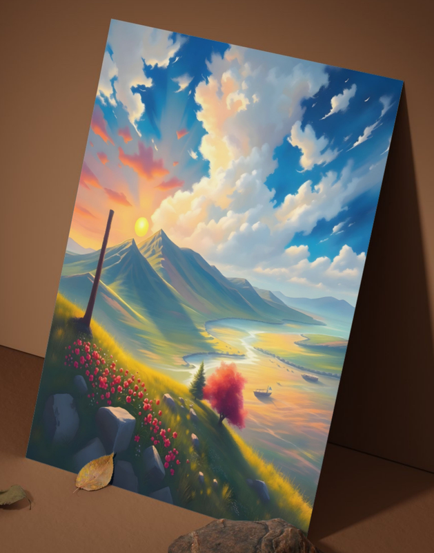 Faraway River Valley Landscape Wall Art