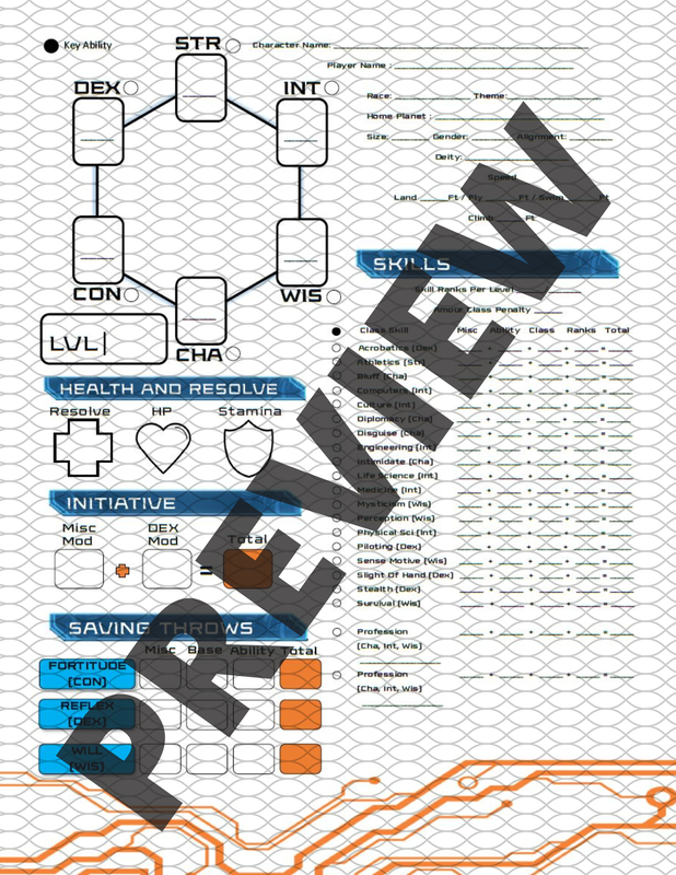 Starfinder Compatable Character Sheet