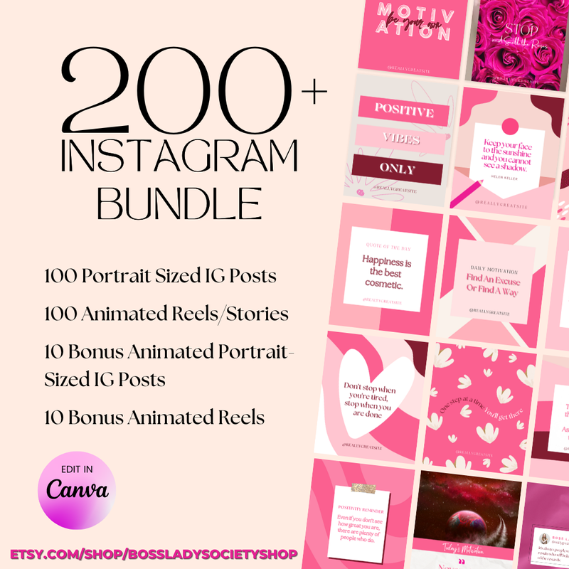 200+ Pink Instagram Canva Template