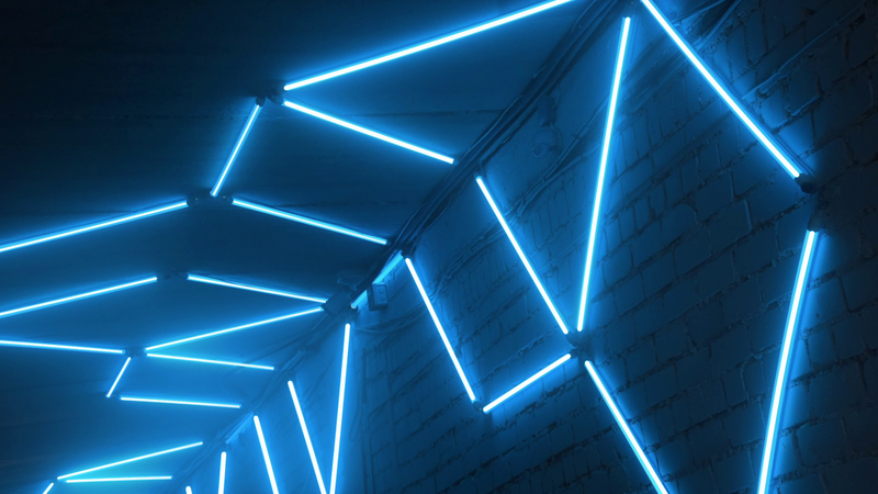 Neon Tube Lights on Break Wall