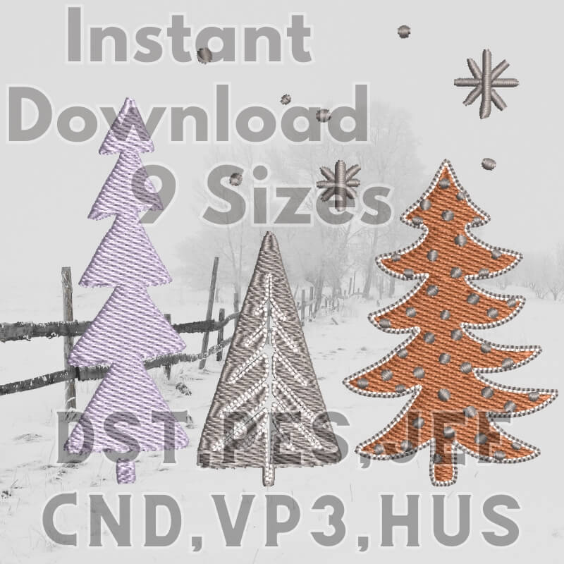 Christmas Snow Trees Embroidery Design!