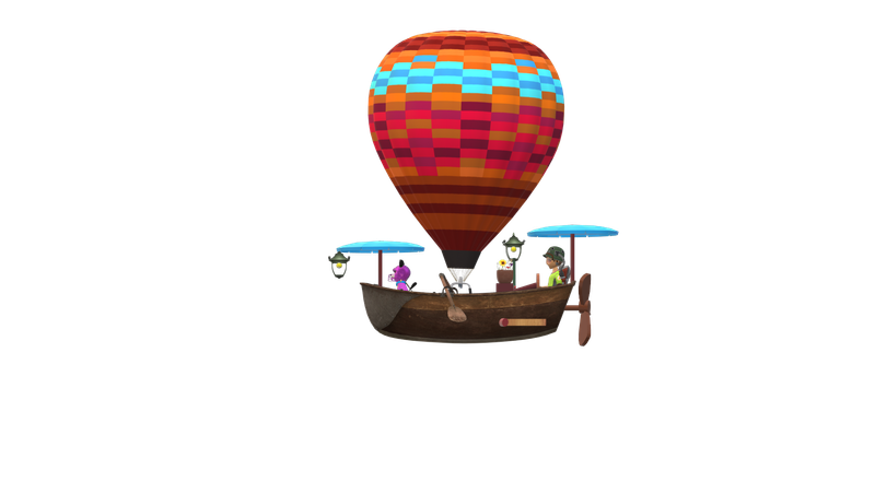 3DModel- Air Balloon Ship umbrella