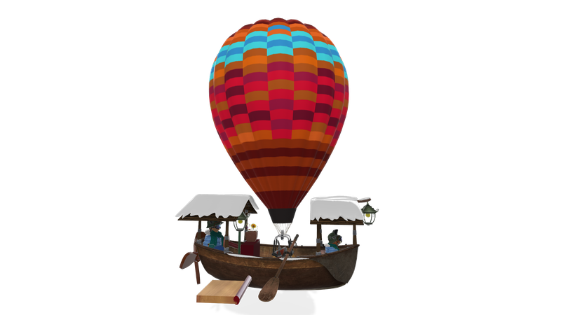 3DModel- air balloon ship winter